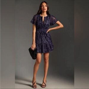 Anthropologie Dresses | The Somerset Mini Dress: Floral Appliqué Edition Purple